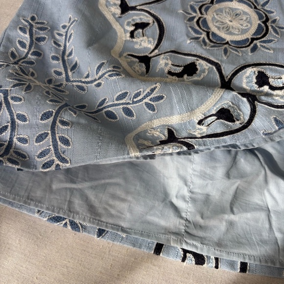 Mango Embroidered Halter Linen Blend Cutout Mini Dress Blue 6 - Picture 10 of 11